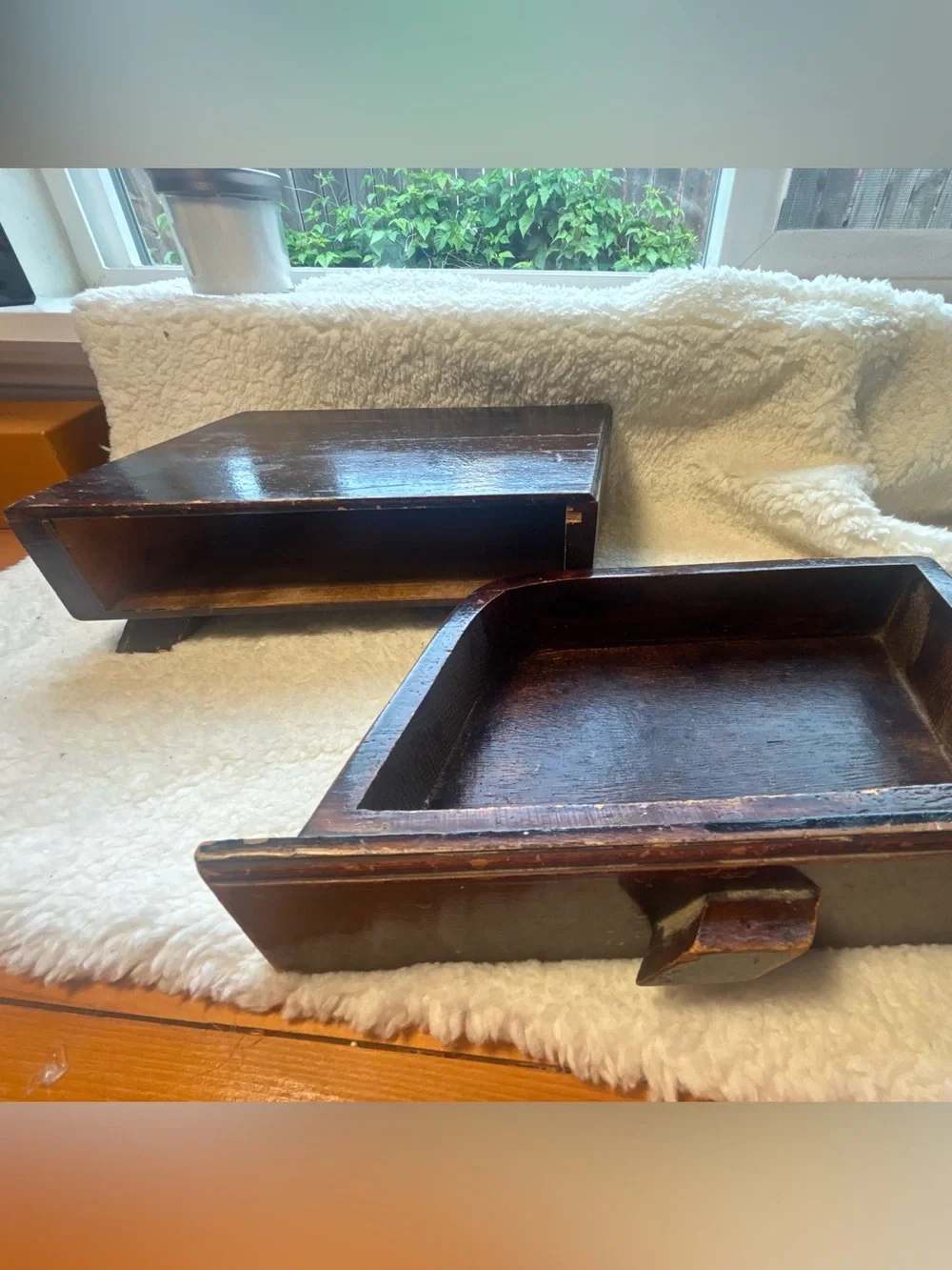 Vintage Wooden Slant Top Desk Box with Pull Out Drawer- primitive rustic storage
